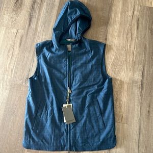 Canali Impeccabile Men's 50 Blue Green Hooded Sleeveless Wool Vest New